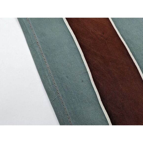 Brown Teal Green White Stripe Silk Rectangular Scarf - Picture 12 of 13